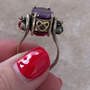 Vintage Flip Ring - sterling silver and glass stones